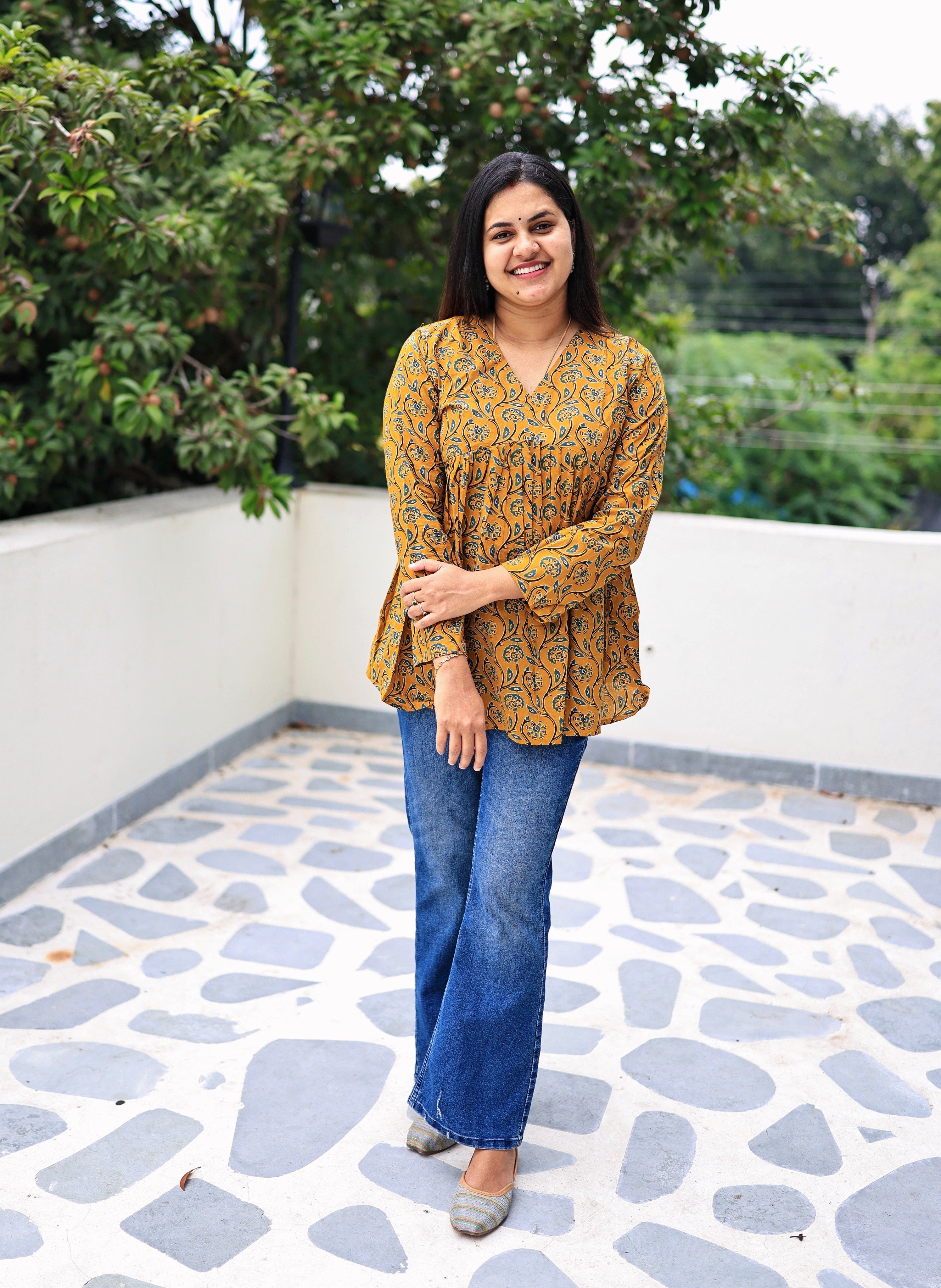 Hira - Full sleeve cotton short Kurti secondary view