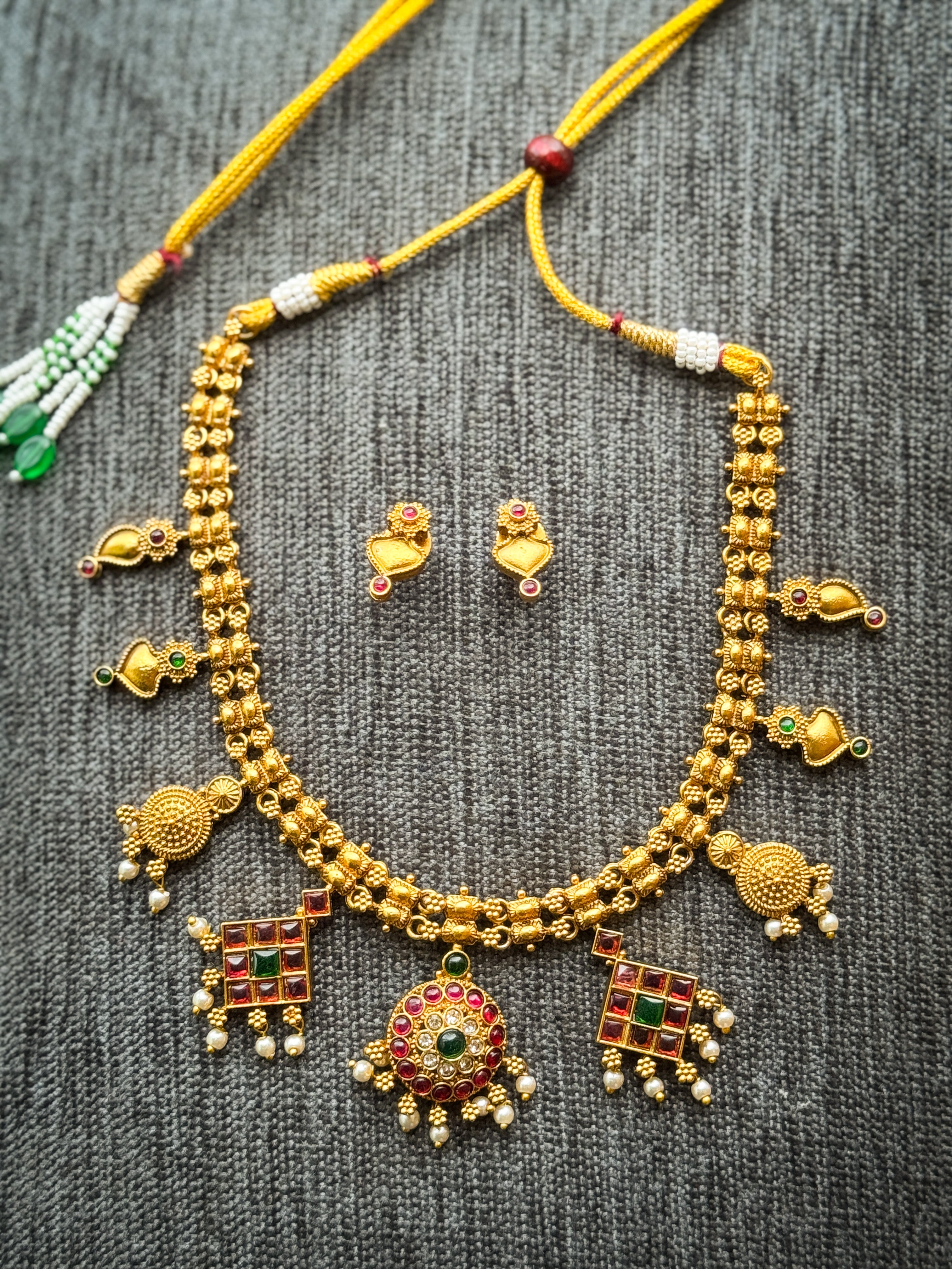 Antique multi designed neckless with earring secondary view