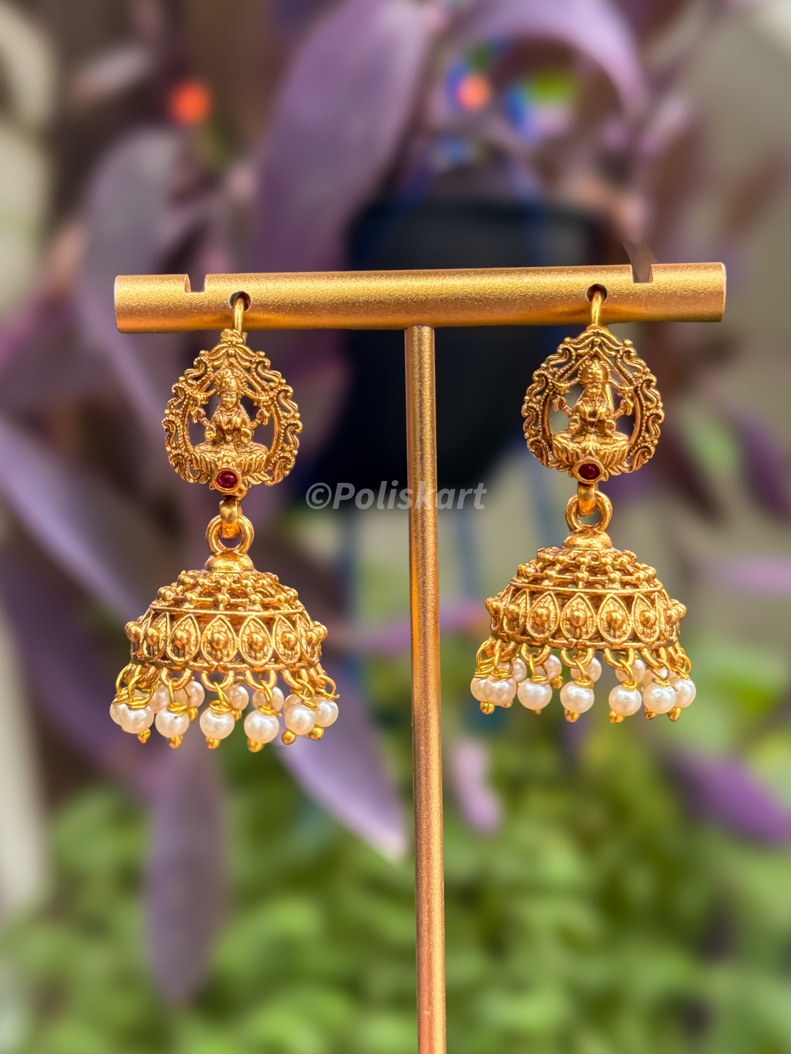 White beads worked jhumka